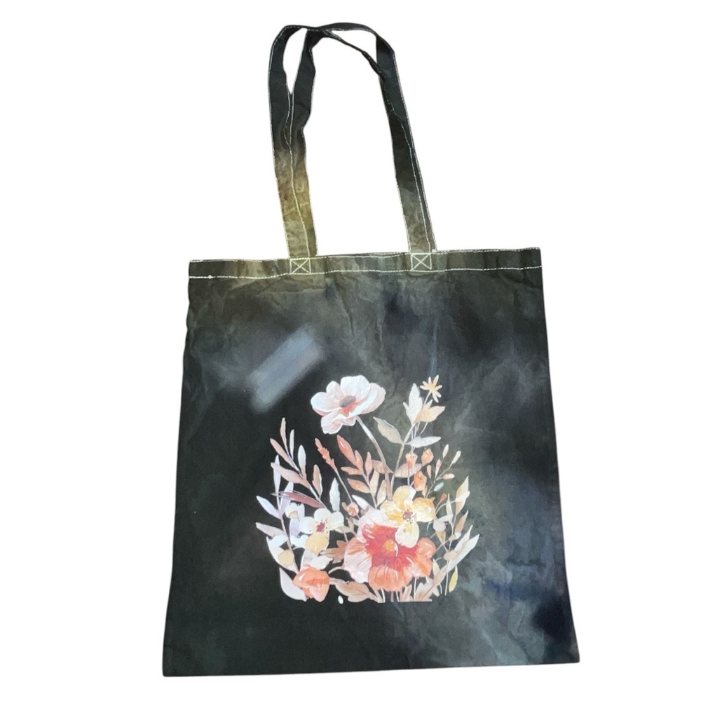 Hand Dyed Tote Bag Two Toned Black